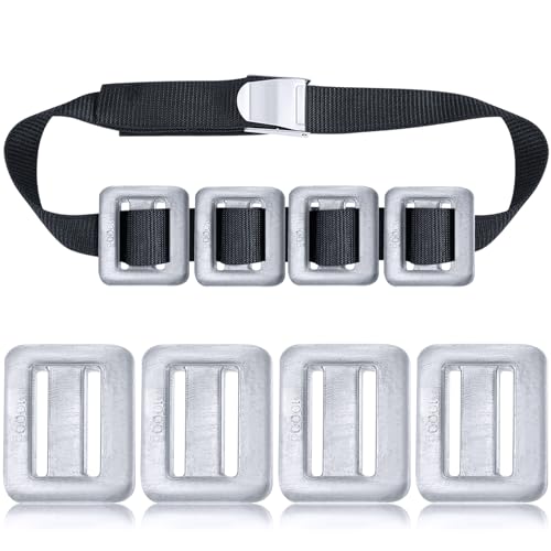 Tellegloww 4 Pcs 2.2 lb Dive Weights for Scuba with 1 Pcs Scuba Diving Weight Belt Set Scuba Weights Nylon Long Scuba Weight Belt with Metal Quick Release Buckle for Summer Free Diving Spearfishing - Image 1