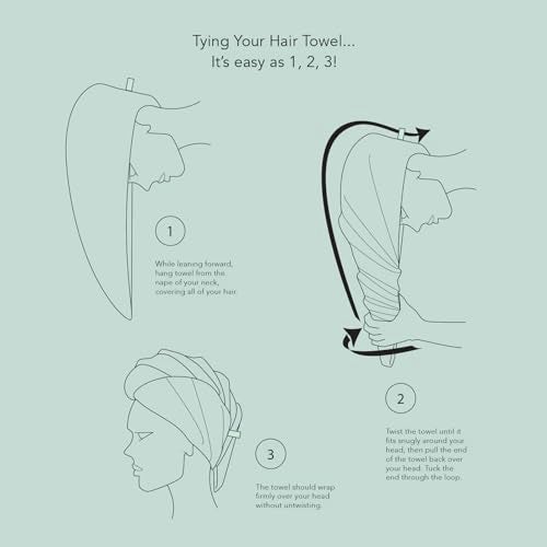 TexereSilk Texere Women's Rayon and Cotton Terry Spa Hair Towel - Fast Drying, Absorbent Hair Wrap Twist Turban for Long, Thick, and Curly Hair (Tya, Lily Green, U) - Image 3