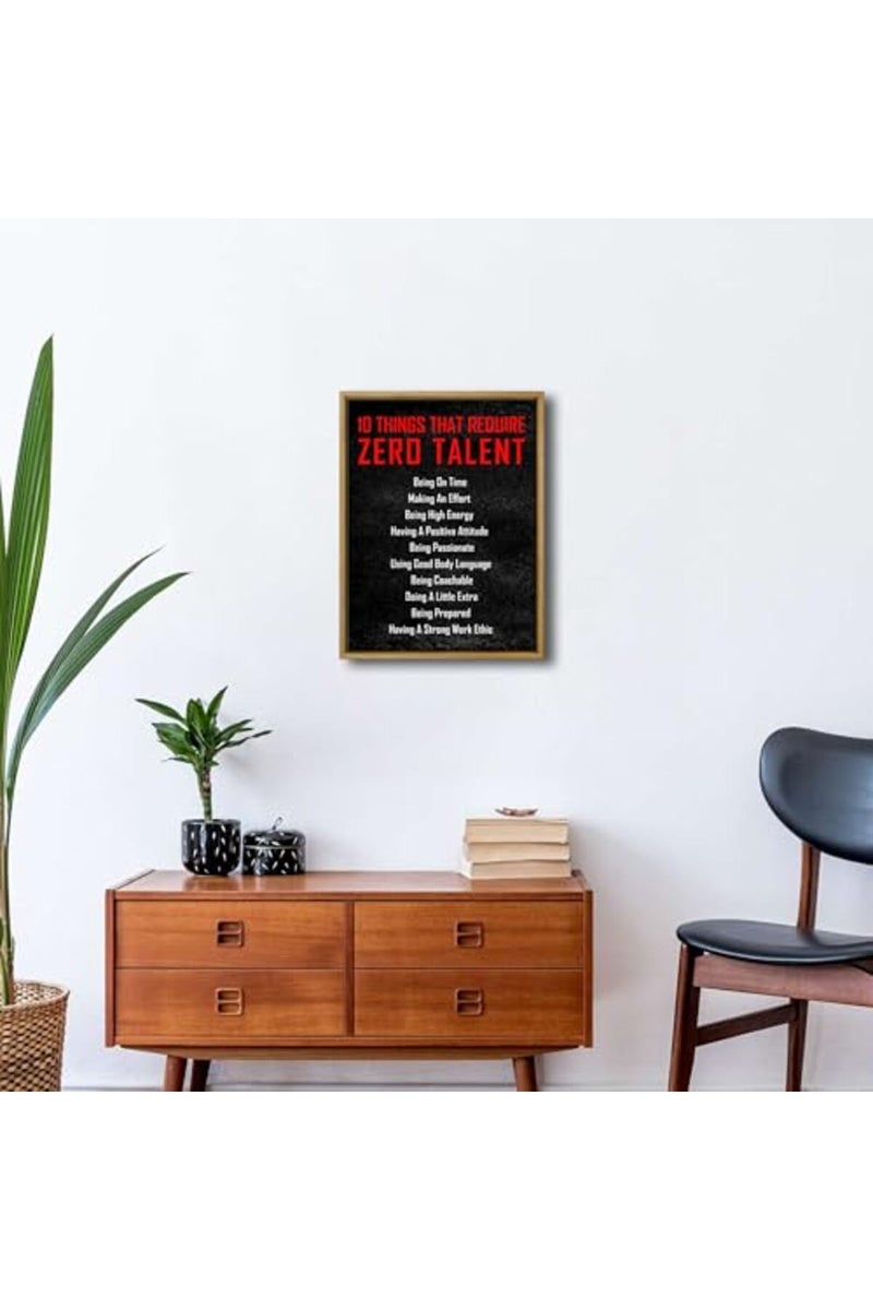Pyradecor Framed Inspirational Poster Canvas Prints Motivational 10 Things That Require Zero Talent Office Positive Quotes for Classroom Living Room Home Decorations - Image 3