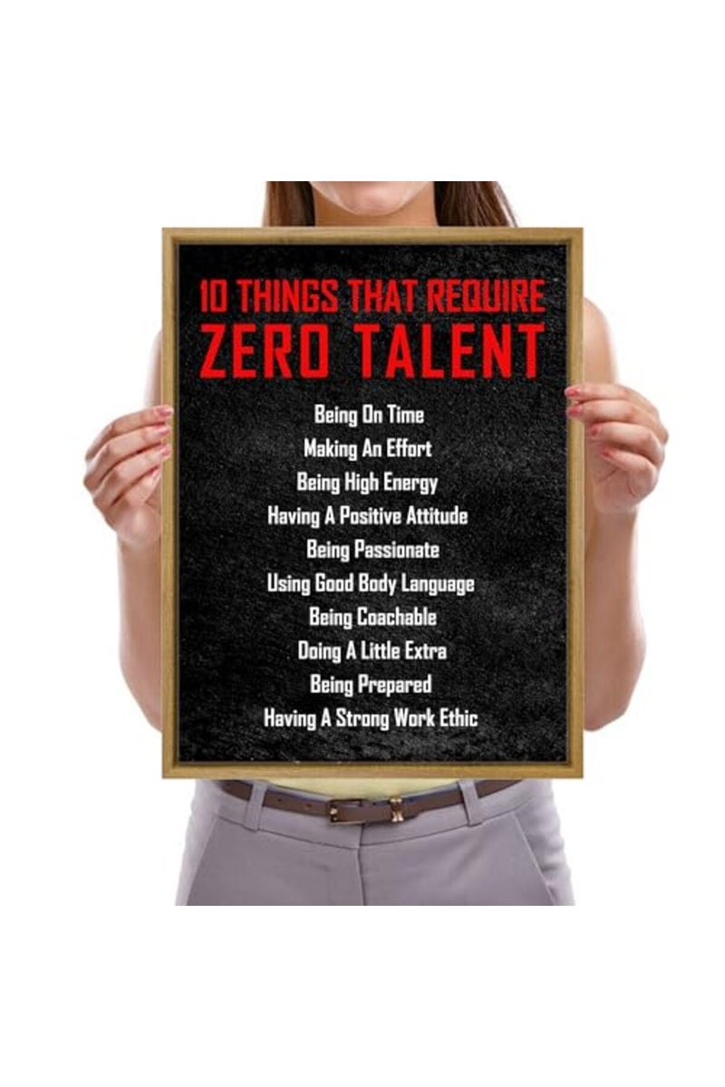 Pyradecor Framed Inspirational Poster Canvas Prints Motivational 10 Things That Require Zero Talent Office Positive Quotes for Classroom Living Room Home Decorations - Image 5