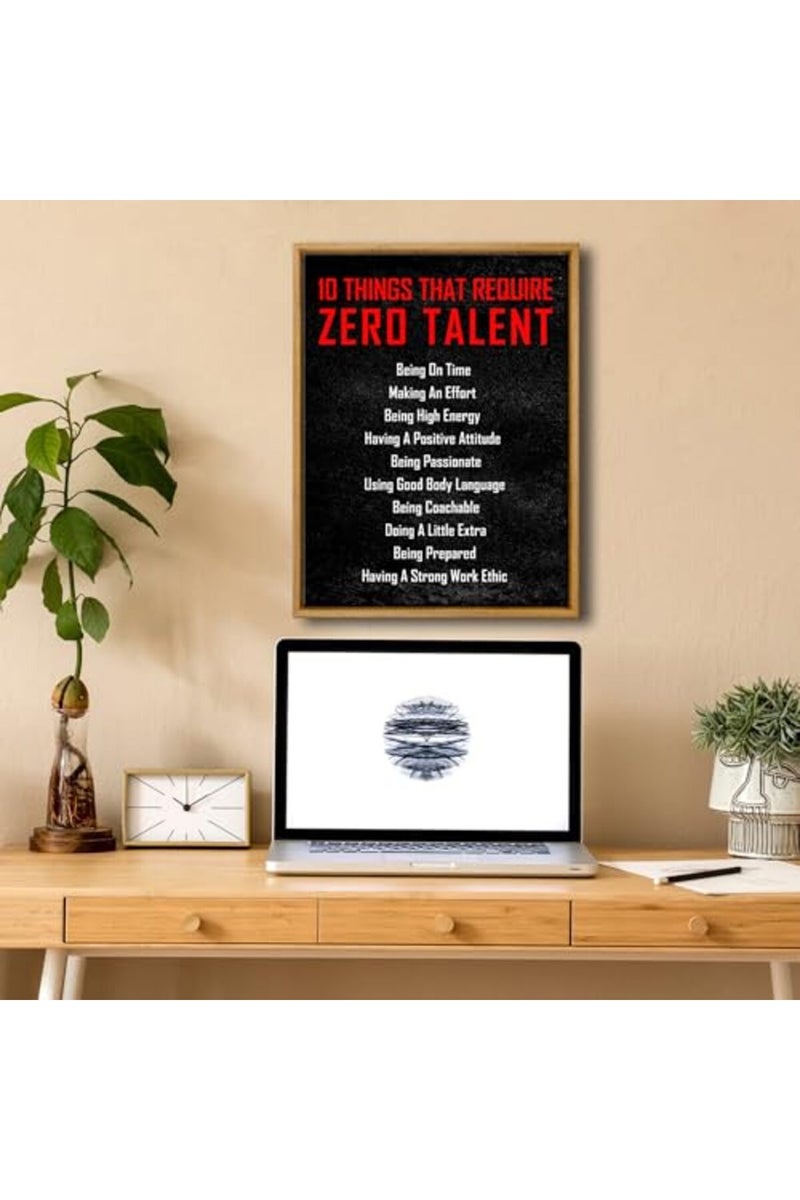 Pyradecor Framed Inspirational Poster Canvas Prints Motivational 10 Things That Require Zero Talent Office Positive Quotes for Classroom Living Room Home Decorations - Image 4