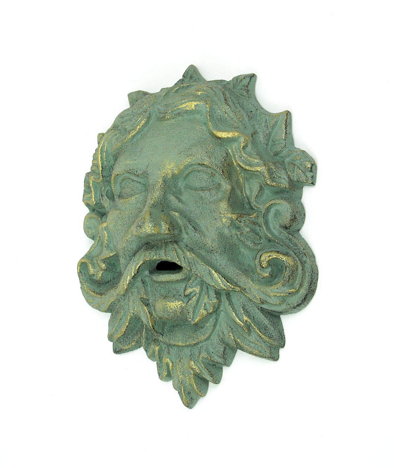 Things2Die4 Cast Iron Celtic Green Man Wall DÃ©cor Art Hanging | Antiqued Verdigris Green Finish | Symbol of Rebirth and Growth | Indoor/Outdoor | 9.75 Inches Tall - Image 2
