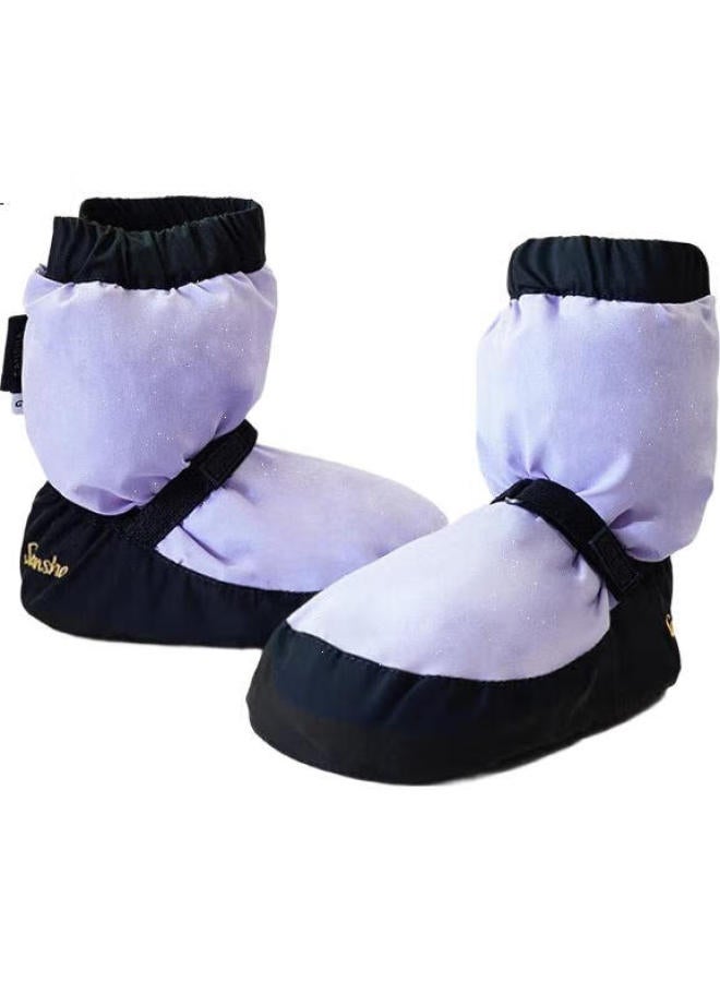 Sansha Dance Warm Boots, Children'S Ballet Classical Dance Practice Shoes, Autumn And Winter Fleece-Lined Dance Shoes, Light Purple, Size 29-30 - Image 1