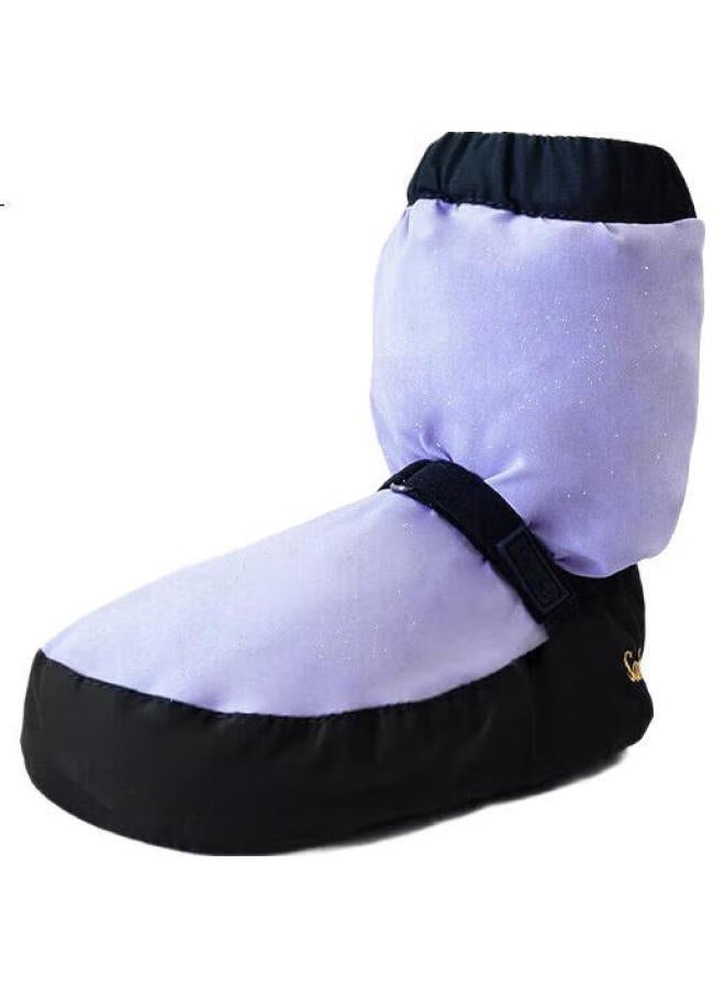 Sansha Dance Warm Boots, Children'S Ballet Classical Dance Practice Shoes, Autumn And Winter Fleece-Lined Dance Shoes, Light Purple, Size 29-30 - Image 2