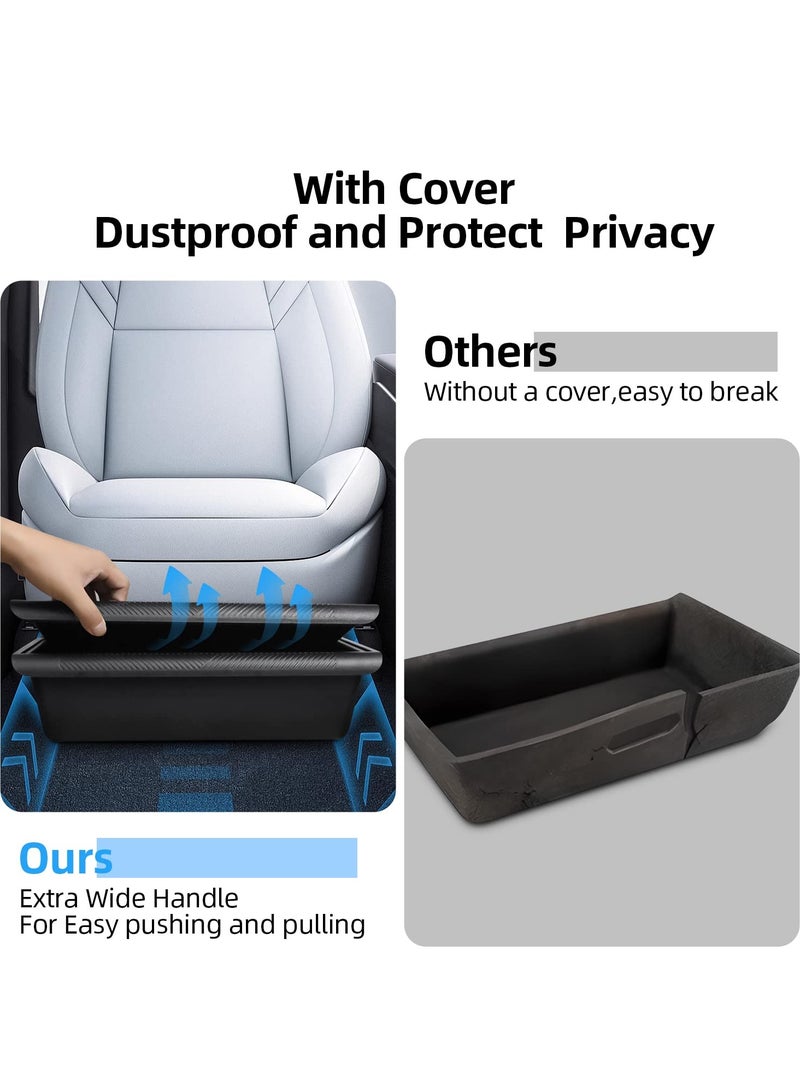 SYOSI For Tesla Model Y Under Seat Storage Box with Cover, ABS Texture Washable Storage Tray Bins Box Organizer, Waterproof Hidden Tray Underseat Storage Box for Tesla Model Y Accessories 2023 2022 2021 - Image 4