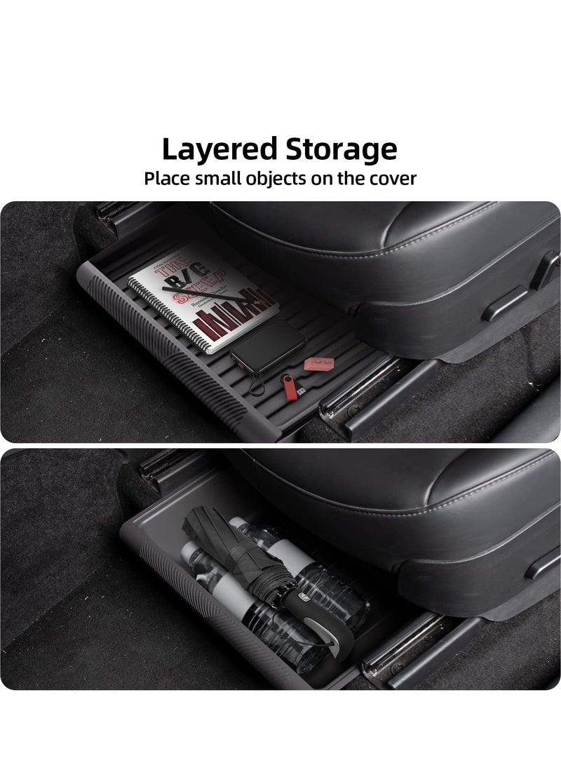SYOSI For Tesla Model Y Under Seat Storage Box with Cover, ABS Texture Washable Storage Tray Bins Box Organizer, Waterproof Hidden Tray Underseat Storage Box for Tesla Model Y Accessories 2023 2022 2021 - Image 2