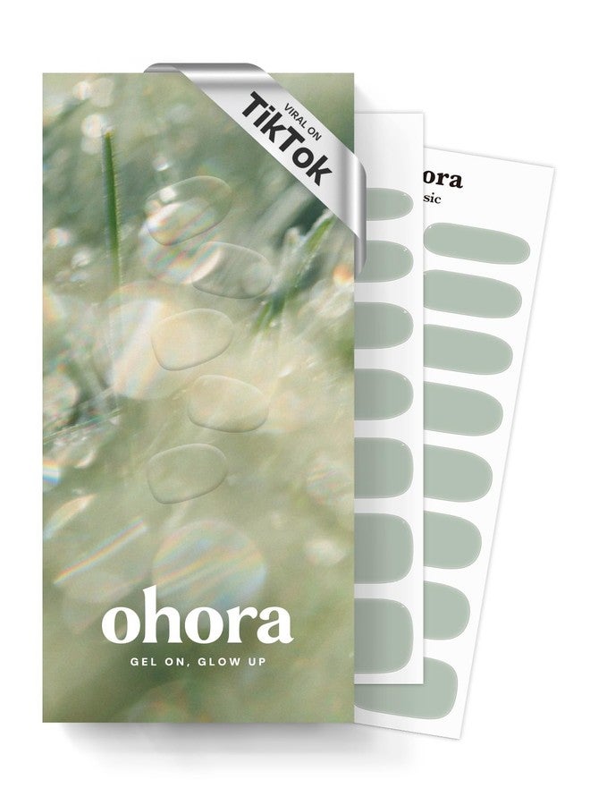 ohora Semi Cured Gel Nail Strips (N Dewy Mint) - Green, Solid, Works with Any UV/LED Lamps, Salon-Quality, Long Lasting, Easy to Apply & Remove - Includes 2 Prep Pads, Nail File & Wooden Stick - Image 1