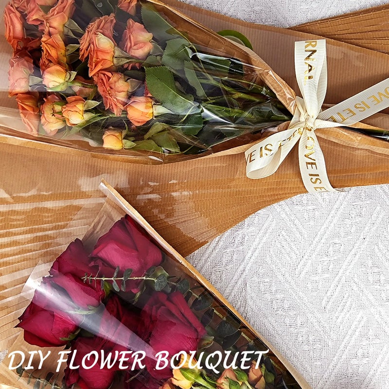 SELANTAG 50 Pack Flower Bags for Bouquets, Kraft Floral Wrapping Paper, Sleeves Perfect for Mother's Day, Wedding (9.8in x 18in x 3.9in) - Image 4