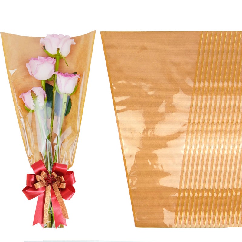 SELANTAG 50 Pack Flower Bags for Bouquets, Kraft Floral Wrapping Paper, Sleeves Perfect for Mother's Day, Wedding (9.8in x 18in x 3.9in) - Image 1