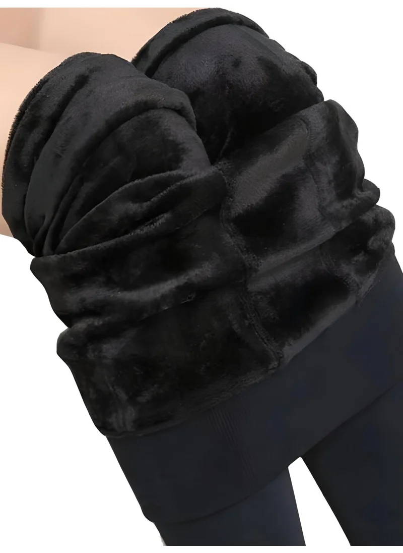 افا Winter Plush Quality Black Women's Tights