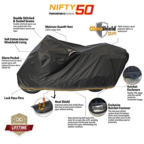 Dowco WeatherAll Plus Motorcycle Cover, Ratchet Attachment, Black, Waterproof, XXL [52005-02]Professional Grade. - Image 2