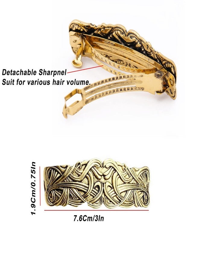 iRIIRIO 2pcs Viking Celtic Knot Hair Clips Vintage Hair Barrettes French Hair Clips Engraved Headwear for Women Girls (Silver, Bronze) - Image 4