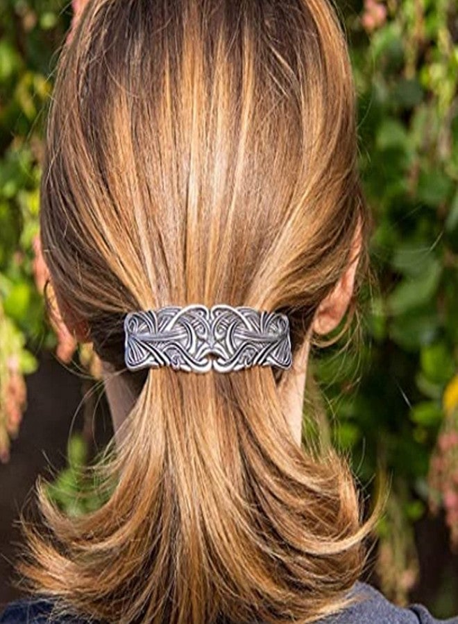 iRIIRIO 2pcs Viking Celtic Knot Hair Clips Vintage Hair Barrettes French Hair Clips Engraved Headwear for Women Girls (Silver, Bronze) - Image 5