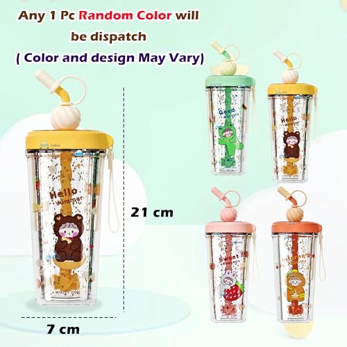 FunBlast Tumbler with Straw, Sipper, Tumbler Mug, Coffee Mug with Lid, and Sipper Bottle with Straw Pack of 1 Pcs – 400 ML - Random Color - Image 2
