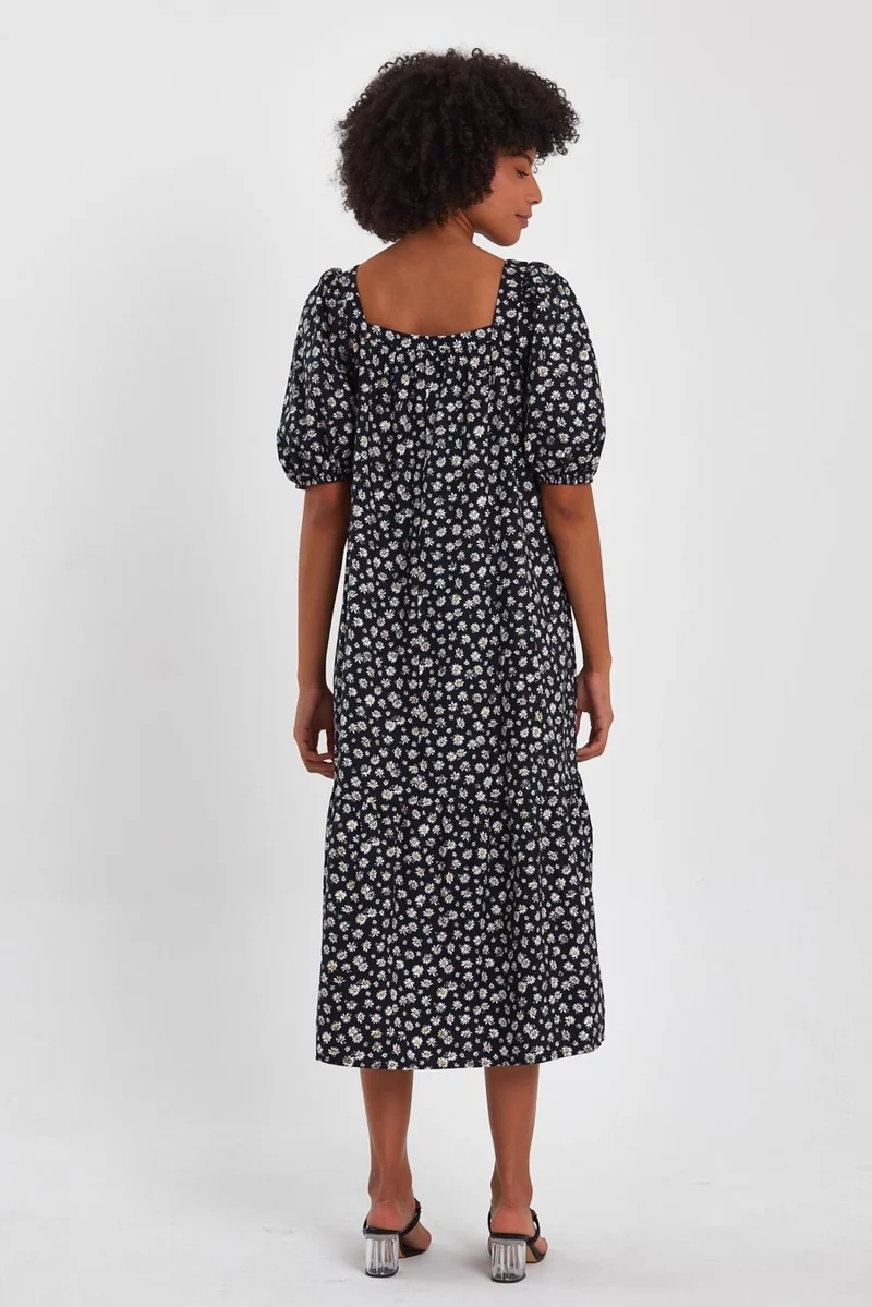 Alexander Gardi Patterned Square Neck Dress (B23-004)