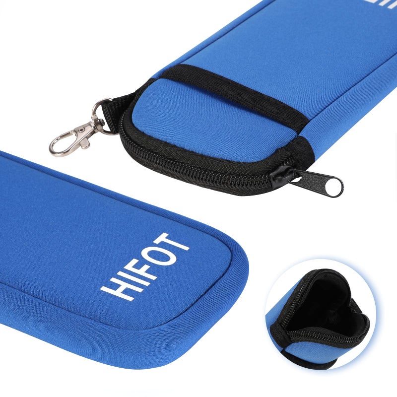 Hifot Hifot 2 Pack Double Soft Glasses Case with Carabiner Hook, Ultra Light Portable Neoprene Eyeglasses Pouch with Zipper  - Image 3