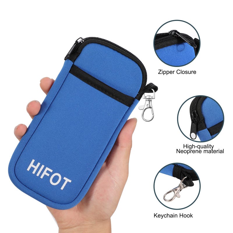 Hifot Hifot 2 Pack Double Soft Glasses Case with Carabiner Hook, Ultra Light Portable Neoprene Eyeglasses Pouch with Zipper  - Image 5