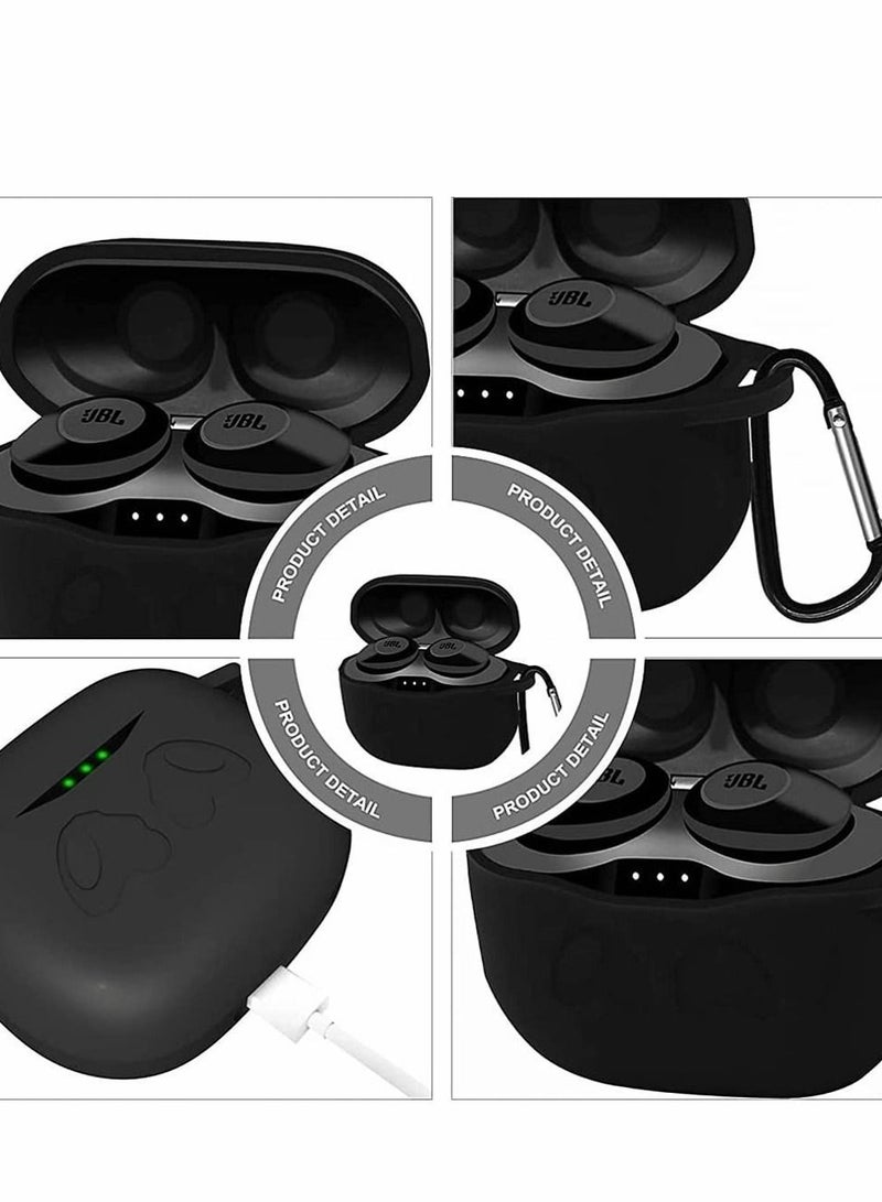 Y&D Silicone Case Compatible for JBL Tune T120TWS, Soft Protective Cover Anti Scratch Wireless Earphone With Keychain Portable (Black) - Image 3