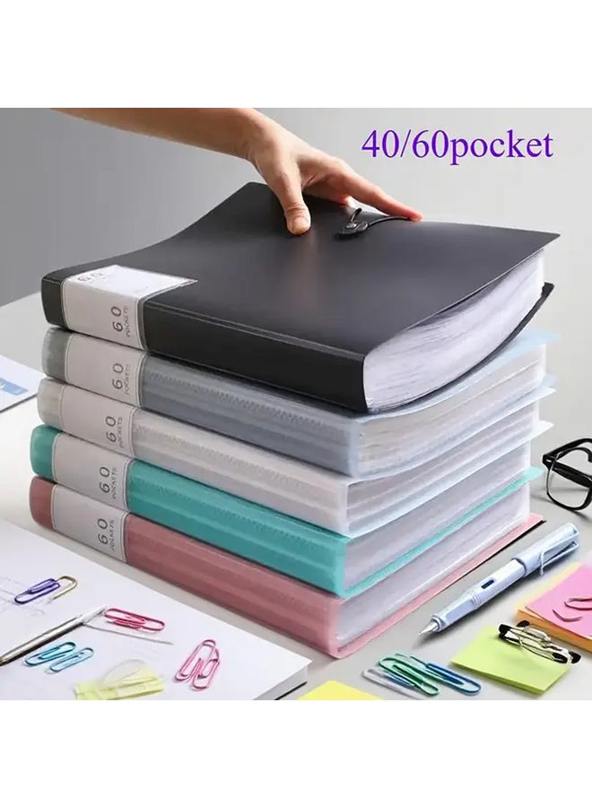40 مجلد ملفات جيب موسع بحجم A4، وردي فاتح، منظم أكورديون بحرف، مقاوم للماء، محمول، للمدرسة والمكتب - Image 1