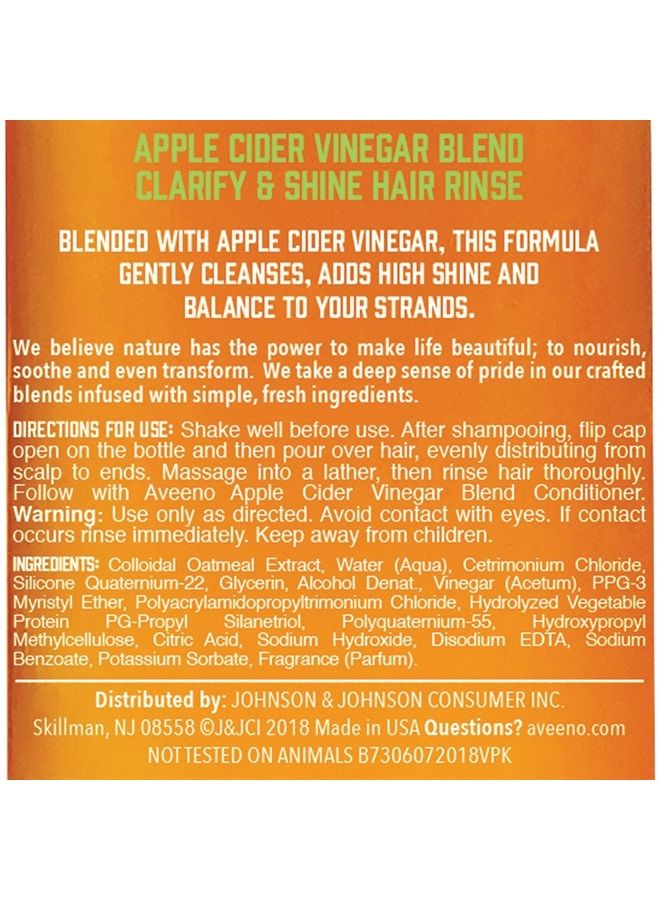 Aveeno بلسم خل التفاح لتنظيف الشعر في الحمام للتوازن واللمعان، خالي من الكبريتات، علاج لطيف متوازن الرقم الهيدروجيني للشعر الدهني أو الباهت، خالي من البارابين والأصباغ، 6.8 أونصة سائلة - Image 2