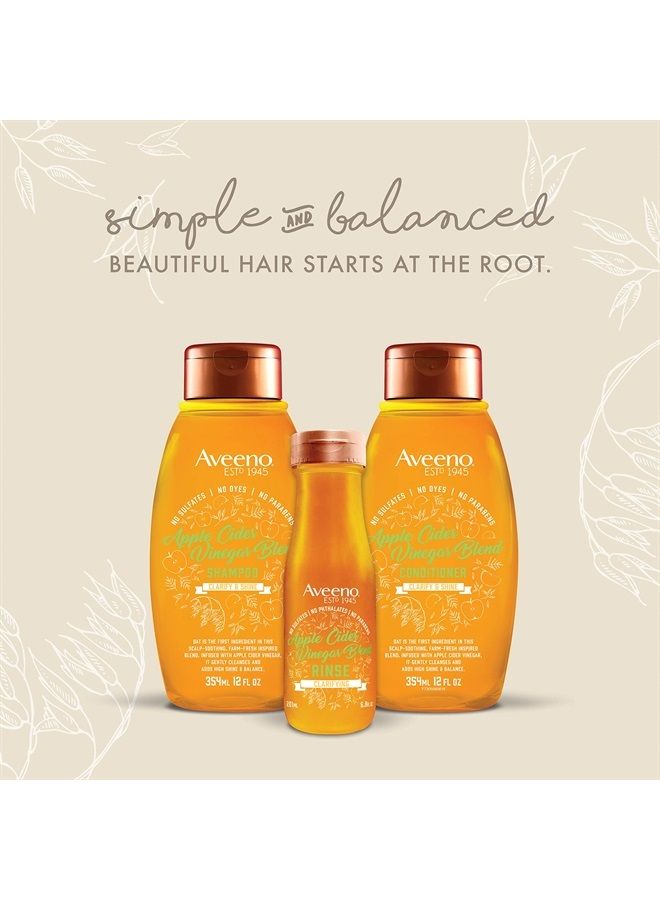 Aveeno بلسم خل التفاح لتنظيف الشعر في الحمام للتوازن واللمعان، خالي من الكبريتات، علاج لطيف متوازن الرقم الهيدروجيني للشعر الدهني أو الباهت، خالي من البارابين والأصباغ، 6.8 أونصة سائلة - Image 4