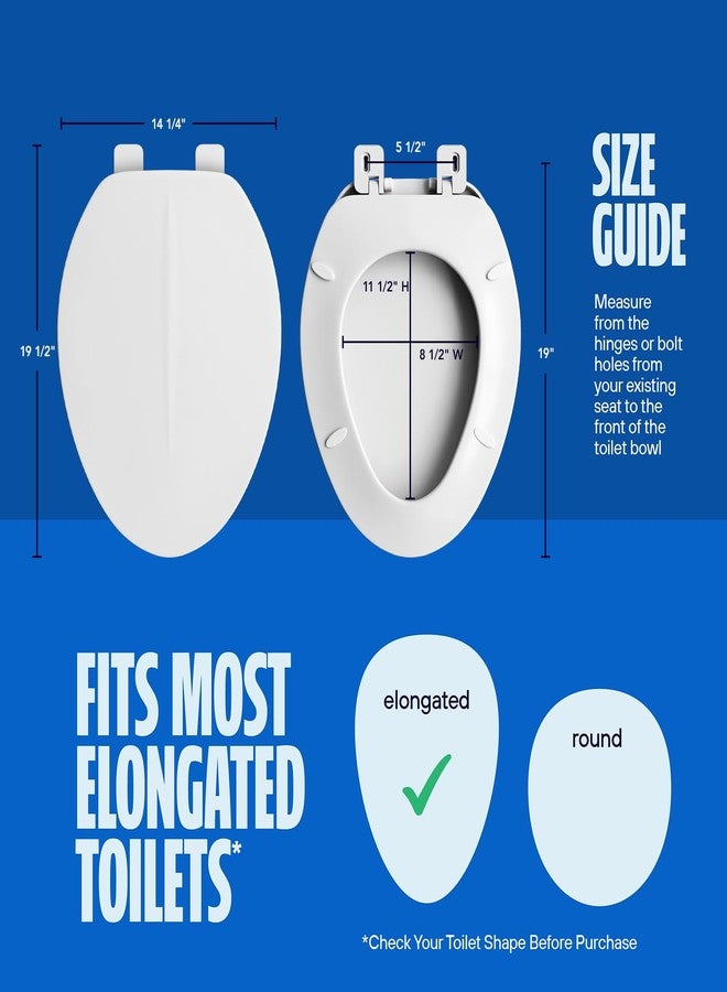 Highcraft W1TSPE Elongated Plastic Toilet Seat with Adjustable Hinge, White - Image 5