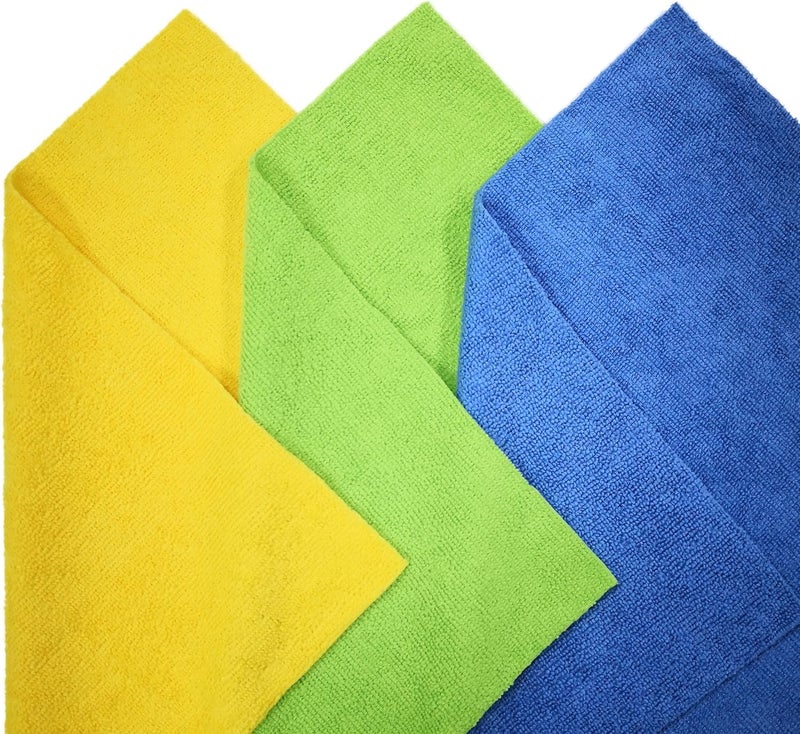 POLYTE Microfiber Cleaning Cloths - Ultrasonic Cut Edgeless, 14 x 14 in (36 Pack, Blue, Green, Yellow) - Image 2
