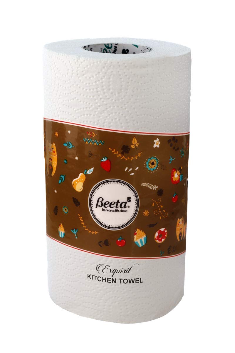Beeta Kichen Towel Paper Roll Regular Kitchentowel roll 200 Emb 4 Ply 50 Pulls Pack of 4 - Image 1
