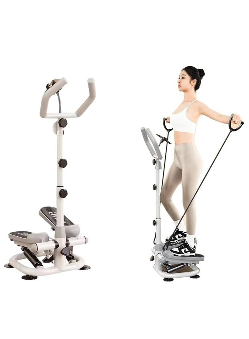 MOCOM Exercise Mini Stepper with Handlebar – Compact Cardio Step Machine for Home Fitness | Adjustable Hydraulic Resistance, LCD Monitor, Non-Slip Pedals & Quiet Operation | Stair Climber Workout Equipment for Weight Loss & Muscle Toning - Image 1