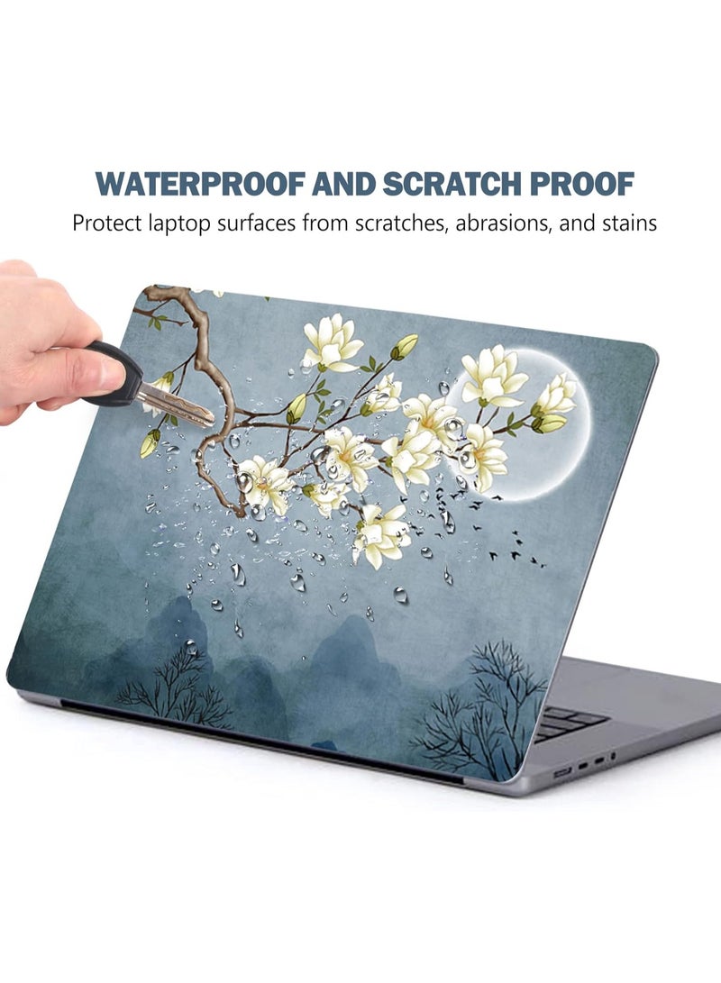 Today Idea Laptop Skin Sticker Decal, 12 13 13.3 14 15 15.4 15.6 inch Laptop Art Decal Protector Notebook Netbook PC 15.6" Universal Vinyl Cover, White Magnolia Flower - Image 2