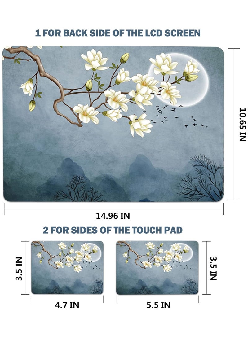 Today Idea Laptop Skin Sticker Decal, 12 13 13.3 14 15 15.4 15.6 inch Laptop Art Decal Protector Notebook Netbook PC 15.6" Universal Vinyl Cover, White Magnolia Flower - Image 4