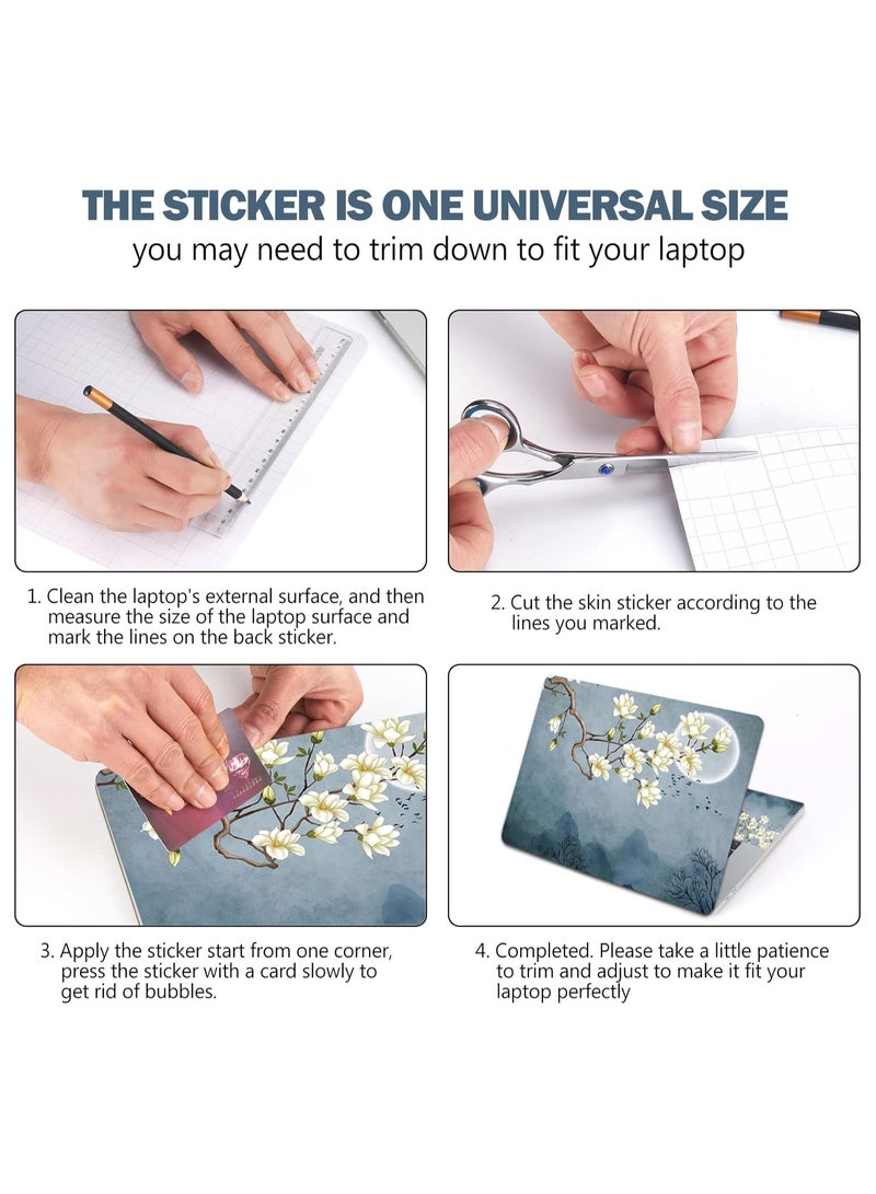 Today Idea Laptop Skin Sticker Decal, 12 13 13.3 14 15 15.4 15.6 inch Laptop Art Decal Protector Notebook Netbook PC 15.6" Universal Vinyl Cover, White Magnolia Flower - Image 5