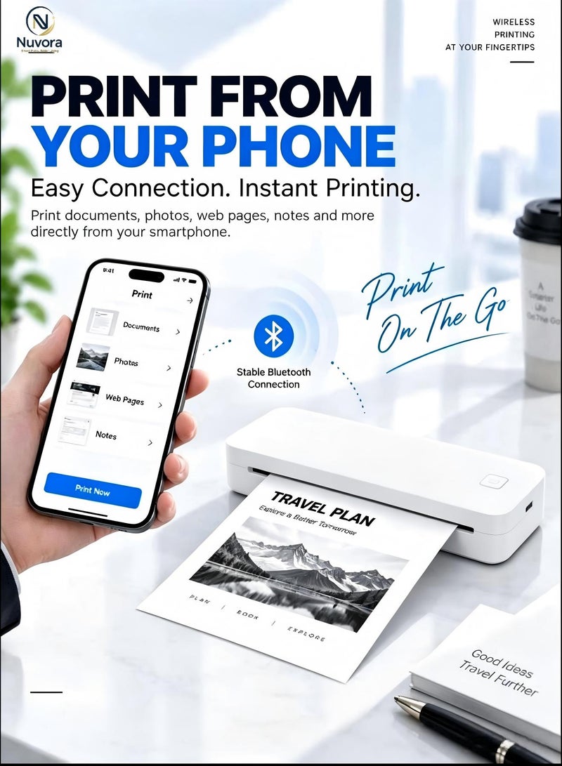 Miniprt D80 Portable A4 Thermal Printer – Bluetooth Inkless Mobile Printer for Smartphone & Laptop, 216mm Print Width, 635g Lightweight - Image 4