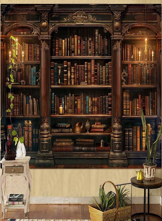 Accnicc Vintage Bookshelf Tapestry Medieval Art Book Tapestries Wall Hanging Gothic Dark Academia Retro Library Backdrop Tapestry for Bedroom Living Room Dorm Study Classroom 80× 60 inch - Image 2