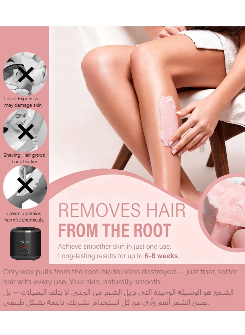 Aura Select 400ml epilators Constant Temperature Wax Warmer – PTC Fast Heating Hair Removal Waxing Kit with Original Aluminum Pot + Spare Silicone Pot & Silicone Spatula, 2×100g Wax Beans (Black) - Image 3