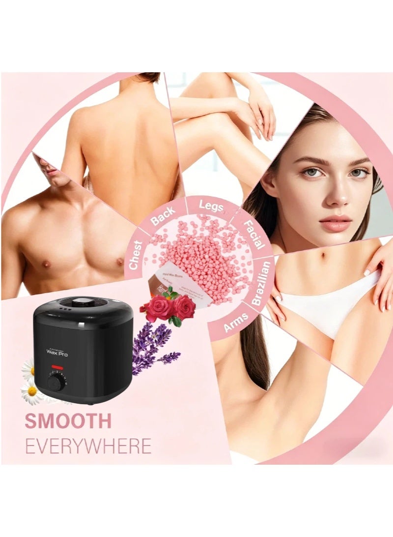 Aura Select 400ml epilators Constant Temperature Wax Warmer – PTC Fast Heating Hair Removal Waxing Kit with Original Aluminum Pot + Spare Silicone Pot & Silicone Spatula, 2×100g Wax Beans (Black) - Image 4