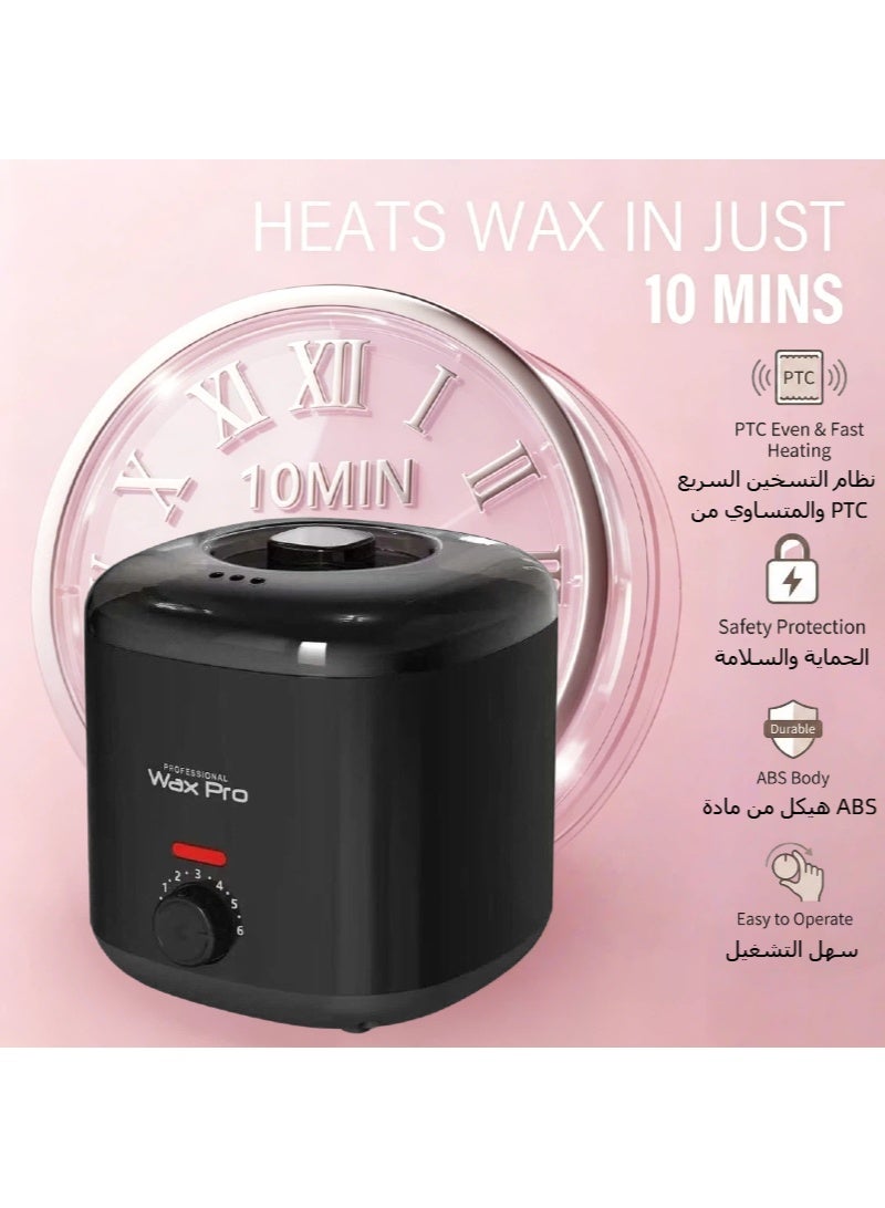 Aura Select 400ml epilators Constant Temperature Wax Warmer – PTC Fast Heating Hair Removal Waxing Kit with Original Aluminum Pot + Spare Silicone Pot & Silicone Spatula, 2×100g Wax Beans (Black) - Image 5