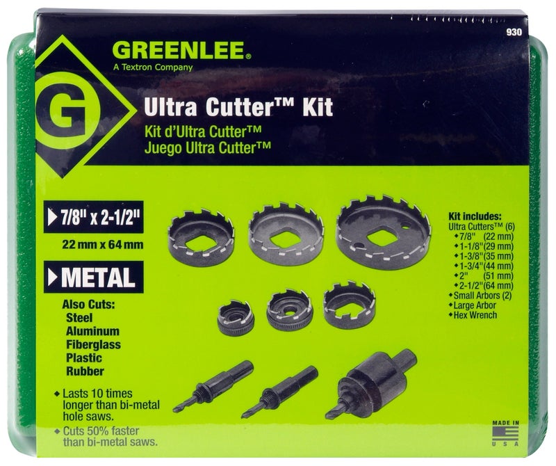 Greenlee 930 Hole Cutter Kit, 9 Pc Green/Black, Small - Image 2