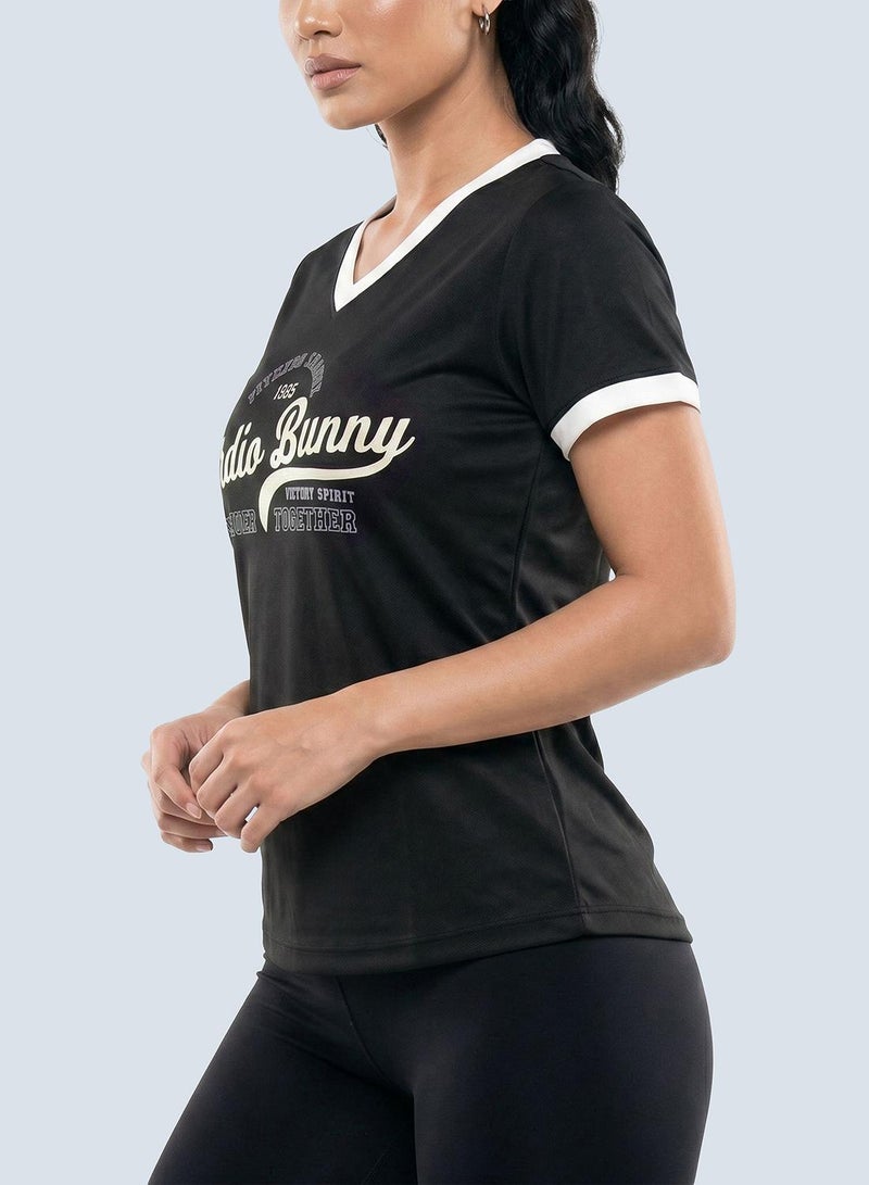 Cardio Bunny Women's Regular Fit Varsity Tee With Short Sleeve - Image 4