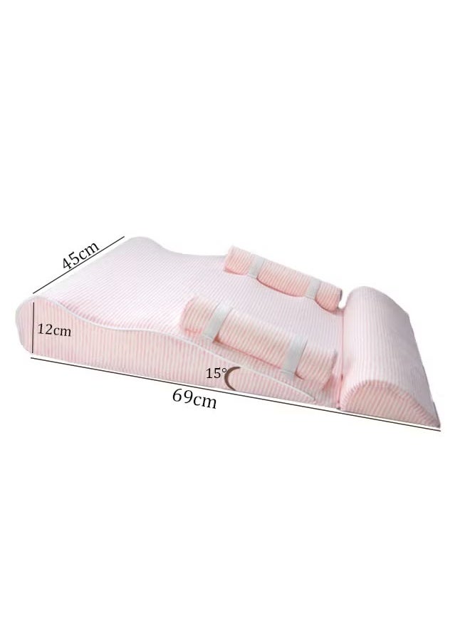 Berma Baby Baby Wedge Pillow Nursery Pillows, 30 °Tilt Breastfeeding Pillow, Baby Lounger Baby Nest,Ergonomic Anti Vomiting Pillow, Prevent Spitting Flat Head Reflux, Breathable Soft Pure Cotton (Pink) - Image 2