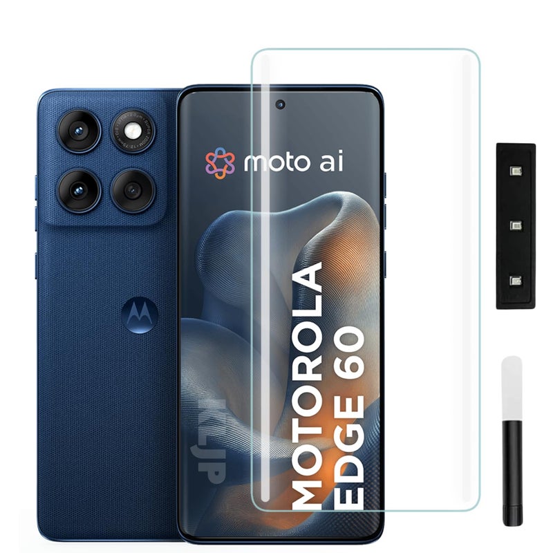 KLJP حماية شاشة زجاجية مقواة HD+ UV عالية الجودة متوافقة مع موتورولا إيدج 60 5G (عبوة من 1) لاصقة بالكامل UV صديقة للحالات وضوح HD+ - Image 1