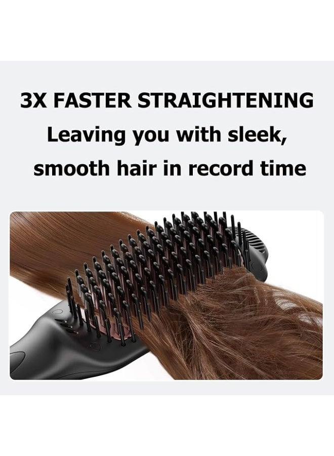 LANDOT Hair Straightener Brush for Thick & Frizzy Hair, 30s Fast Heat-Up, 12 Temp Settings (120-230°C), Negative Ion & Ceramic Bristles, Anti-Scalp Burn Technology, for Salon-Smooth Hair at Home - Image 2