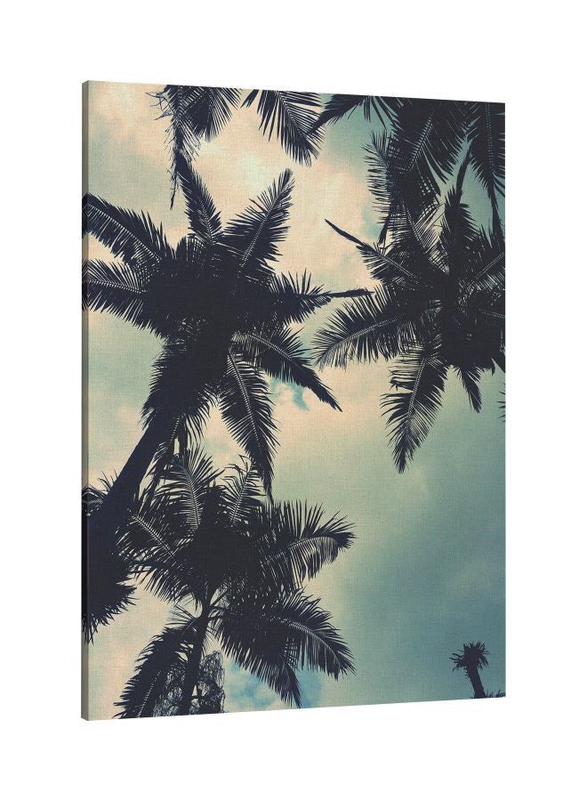 RKN Palm Trees Printed Framed Canvas Wall Art Black/Green 60 x 80centimeter - Image 2