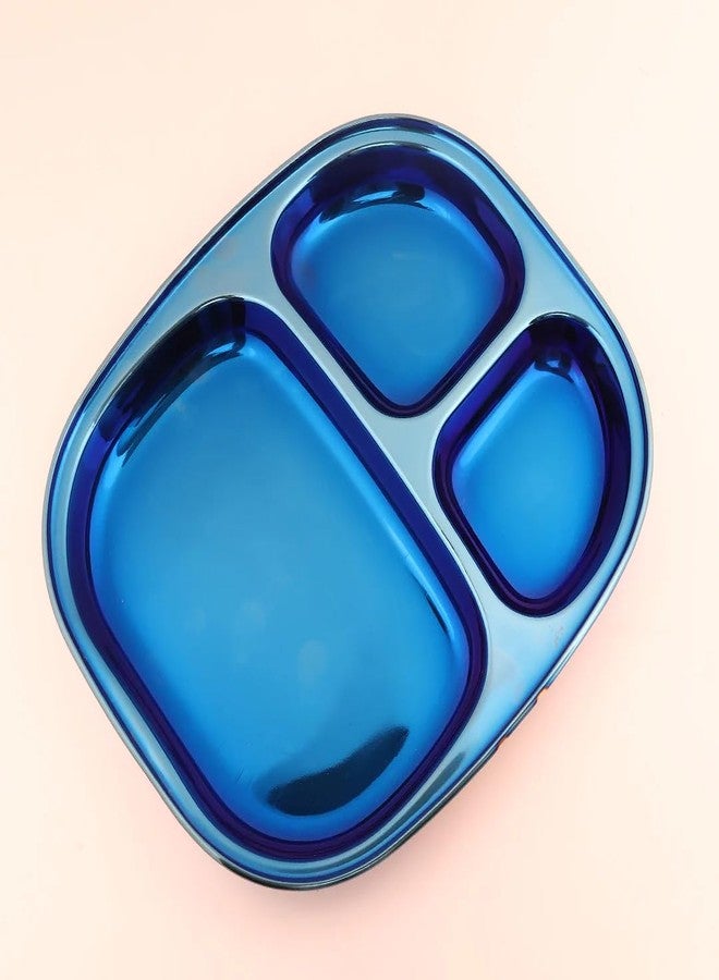 wellthya NourishMeal Kids Plates | Balanced Bites Divided Plates for Kids & Toddlers | Lunch Plates | 100% BPA Free & Dishwasher Safe | Pack of 2 (Electric Blue) - Image 1