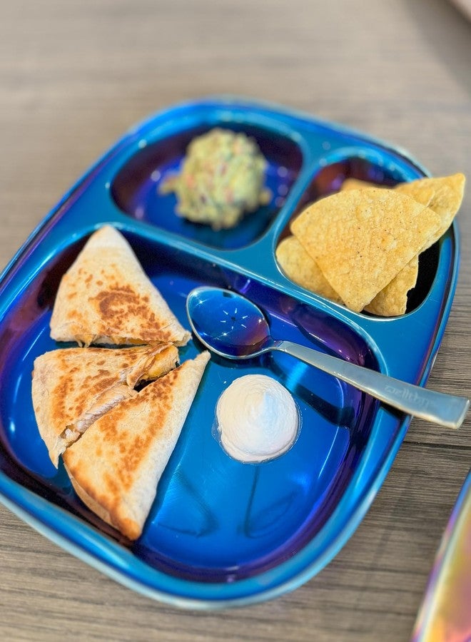 wellthya NourishMeal Kids Plates | Balanced Bites Divided Plates for Kids & Toddlers | Lunch Plates | 100% BPA Free & Dishwasher Safe | Pack of 2 (Electric Blue) - Image 4