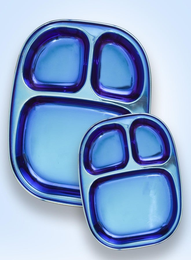 wellthya NourishMeal Kids Plates | Balanced Bites Divided Plates for Kids & Toddlers | Lunch Plates | 100% BPA Free & Dishwasher Safe | Pack of 2 (Electric Blue) - Image 2