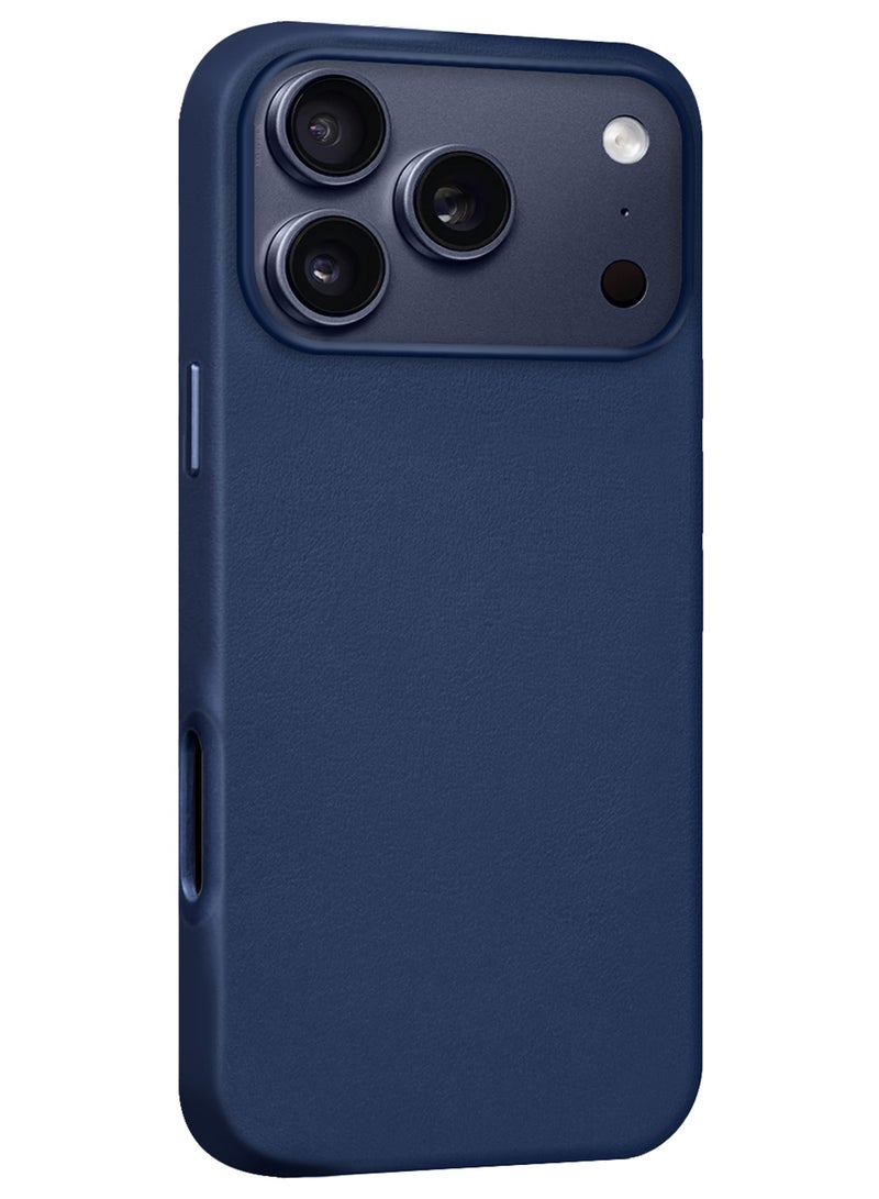 CATANES 2 Pieces Premium Leather Case for iPhone 17 Pro Max – Shockproof, Waterproof, Matte Finish, Anti-Slip, Slim Fit with Shockproof Screen Protector - Deep Blue - Image 2