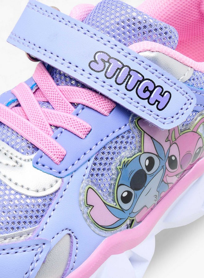 Disney Girls Stitch Print Light-Up Sneakers with Hook and Loop Closure - Image 5