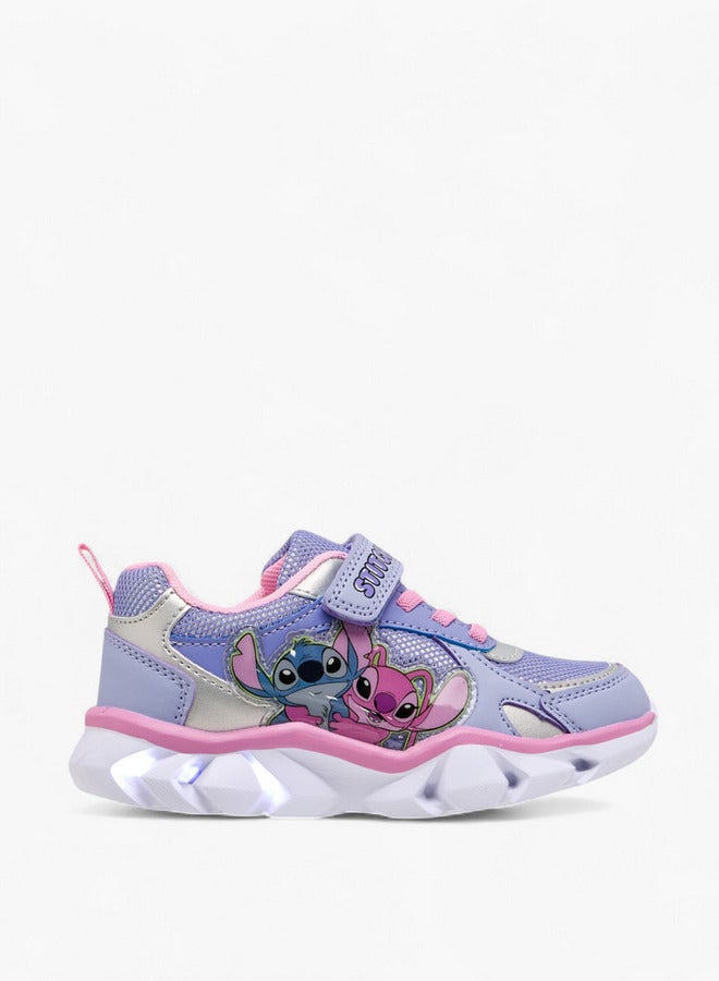 Disney Girls Stitch Print Light-Up Sneakers with Hook and Loop Closure - Image 4