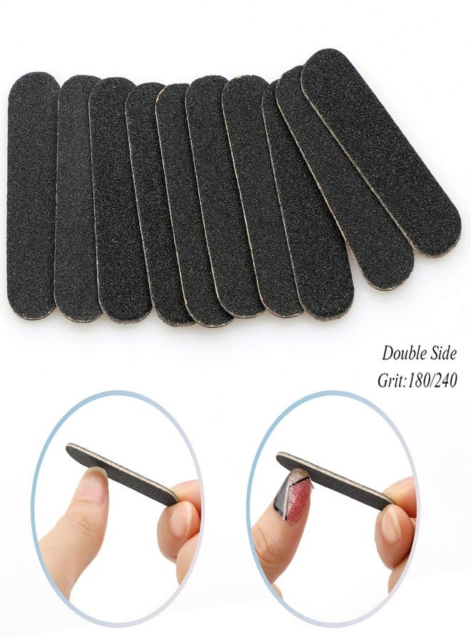 MWOOT 100 Pcs Mini Nail Files Bulk, Mwoot Disposable Double Sided Emery Board 180/240 Grit, Fingernail Nail File Buffer Set Manicure Tool for Natural Acrylic Fake Nails Home and Salon Use (Black) - Image 3